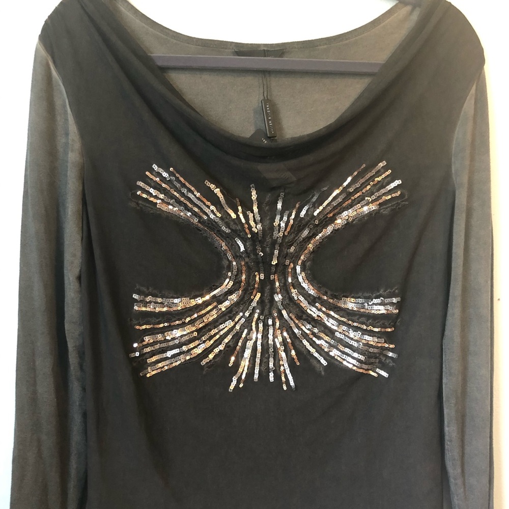 Javier Simorra Long Sleeve Tee with Sequin Design